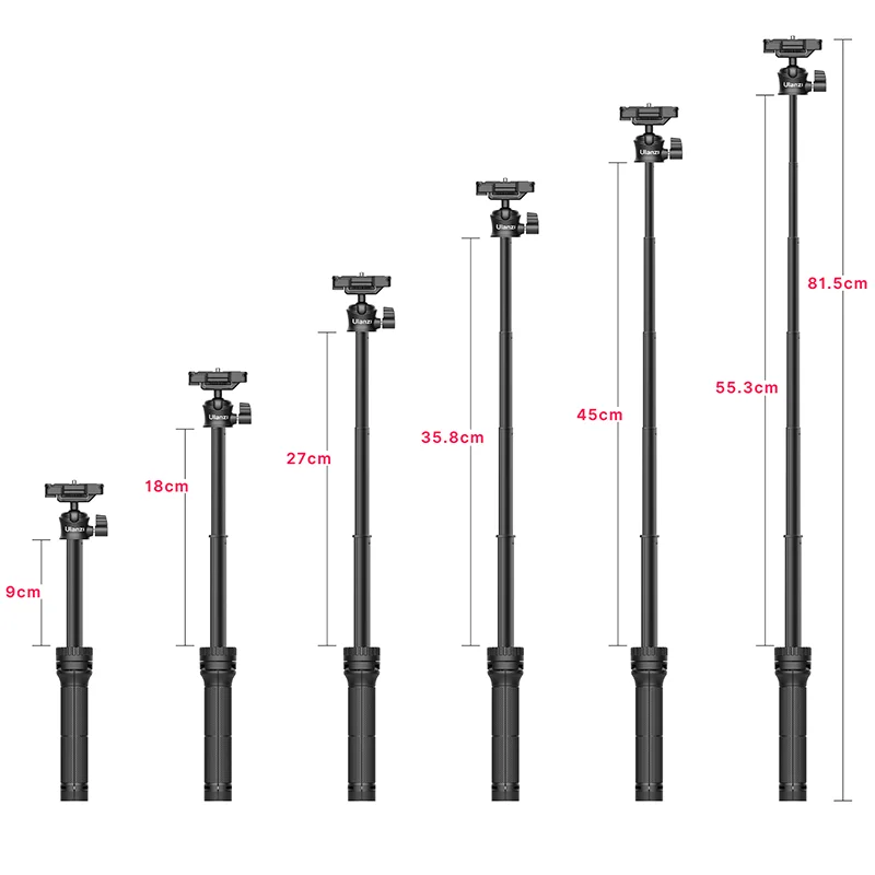 Ulanzi MT-34 81.5CM Extendable Tripod for Phone Camera DSLR 2in1 Tripod Selfie Stick With Phone Holder Ballhead 1/4'' Port - Image 3