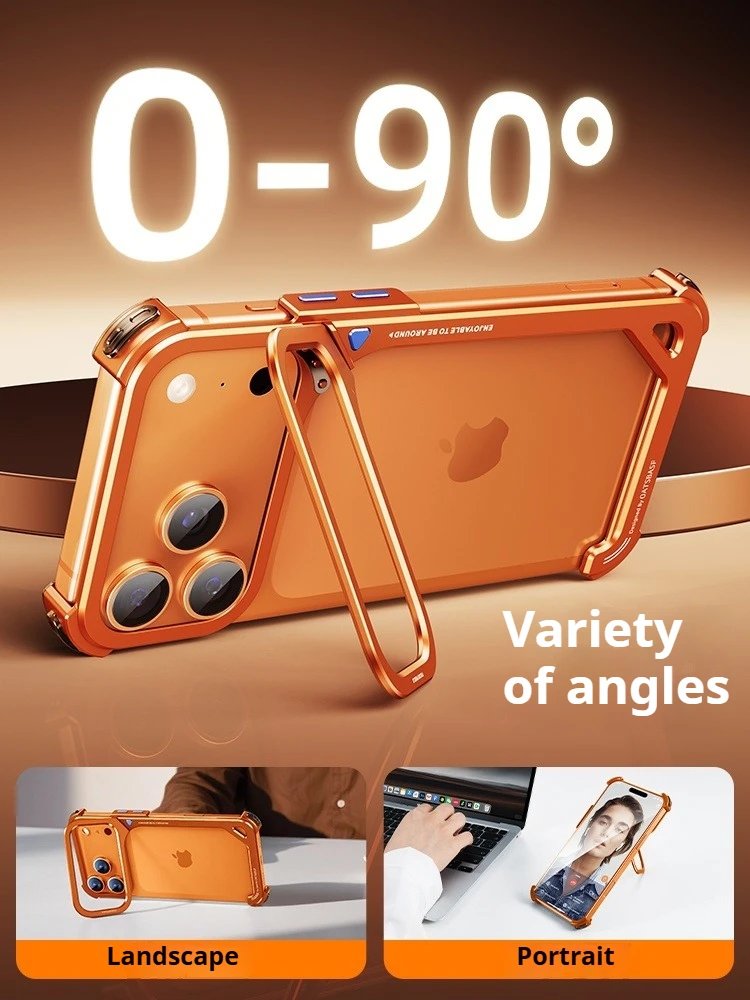 Eary 9-Shaped for iPhone 17 Pro Max 17 Pro Phone Case for Magsafe Wireless Charging With Lens Holder Stand Metal Frameless Shell - Image 4